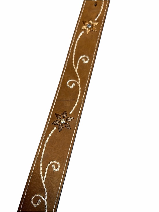 NOCONA WOMEN\'S FLORAL RHINESTONE EMBROIDERED WESTERN BELT SZ L BROWN main image 10